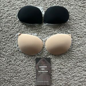 NEW Adhesive Strapless Bra Set - Black and Tan 2 pack size C Cup